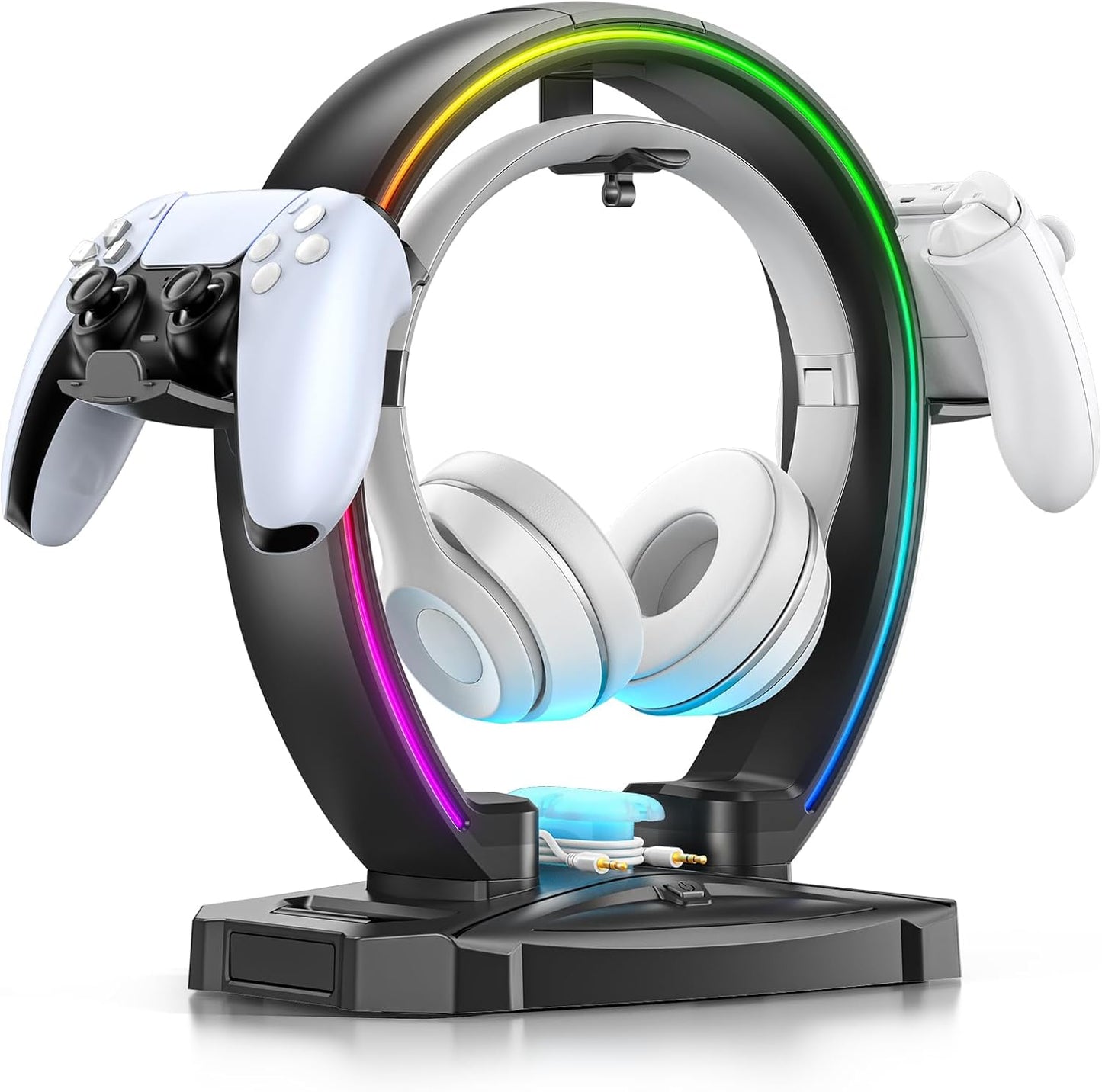 KDD RGB Headphone & Controller Stand with 9 Light Modes - Foldable Con