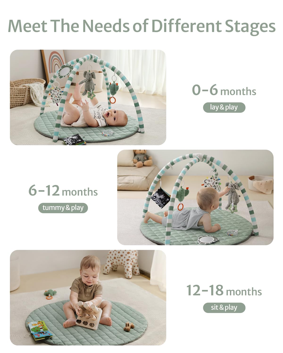 Blissful Diary Baby Play Gym Mat, Play Mat Activity Mat with 6 Detacha