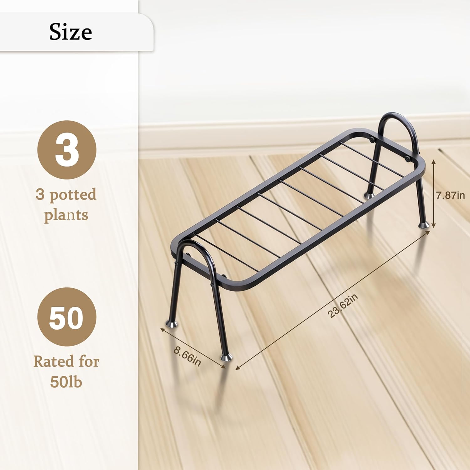 Metal Plant Stand Indoor Outdoor, Heavy Duty 1-Tier Ladder Plant Shelf