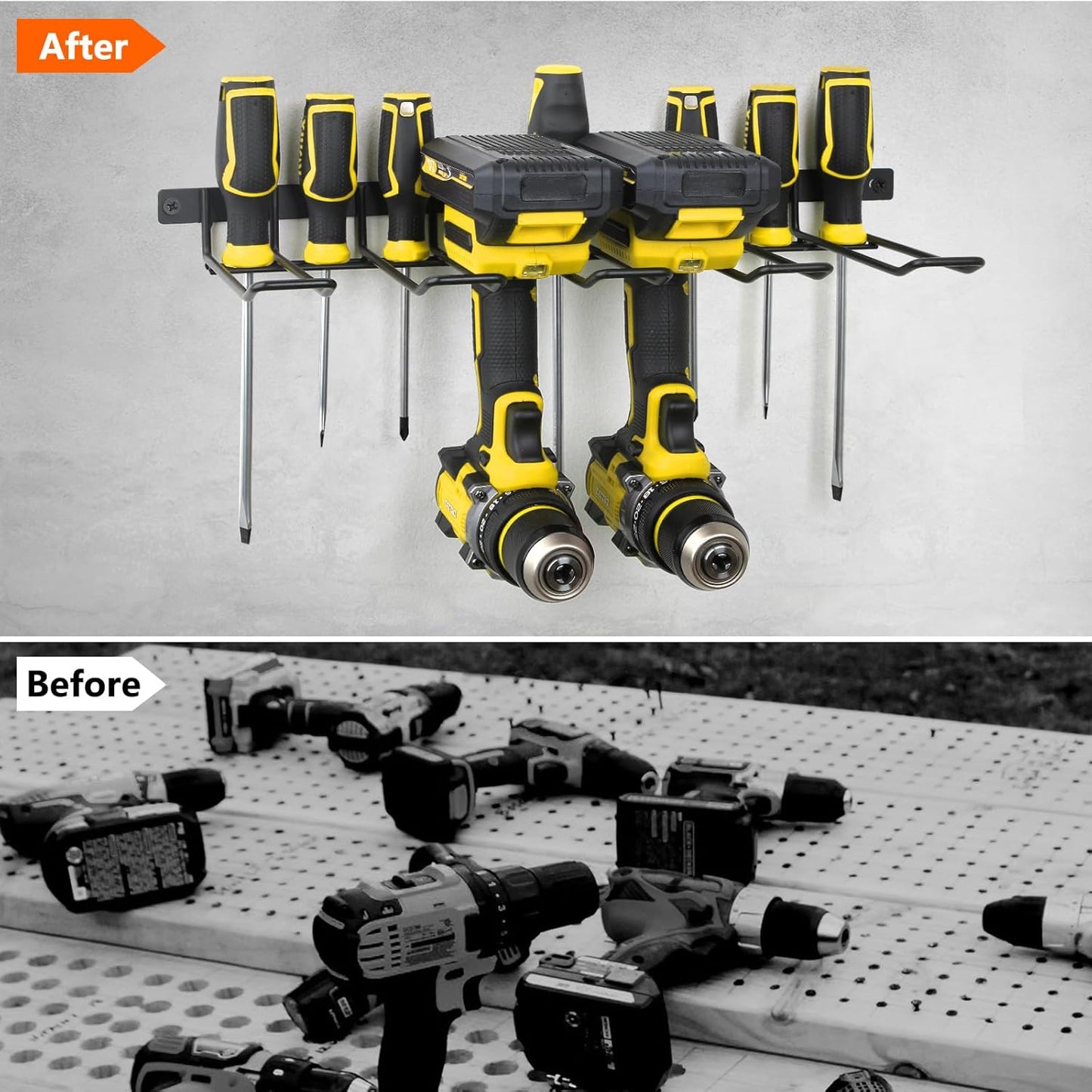 reliahom Power Tool Organizer, Cordless Drill Holder Wall Mount, Garage Tool Storage Rack, Heavy Duty Tool Rack for Garage and Workshop, Quick Installation in Minutes, 1 Pack