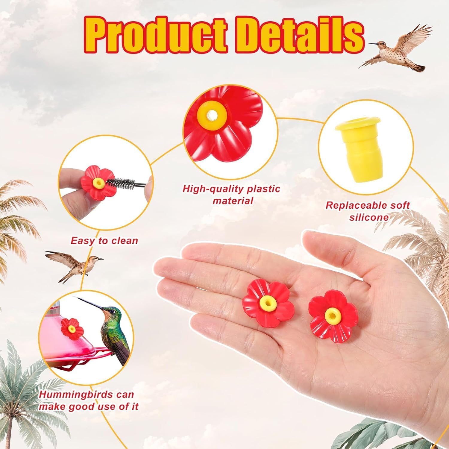 20 Pieces Hummingbird Feeders Replacement Flowers - Hummingbird Feeder