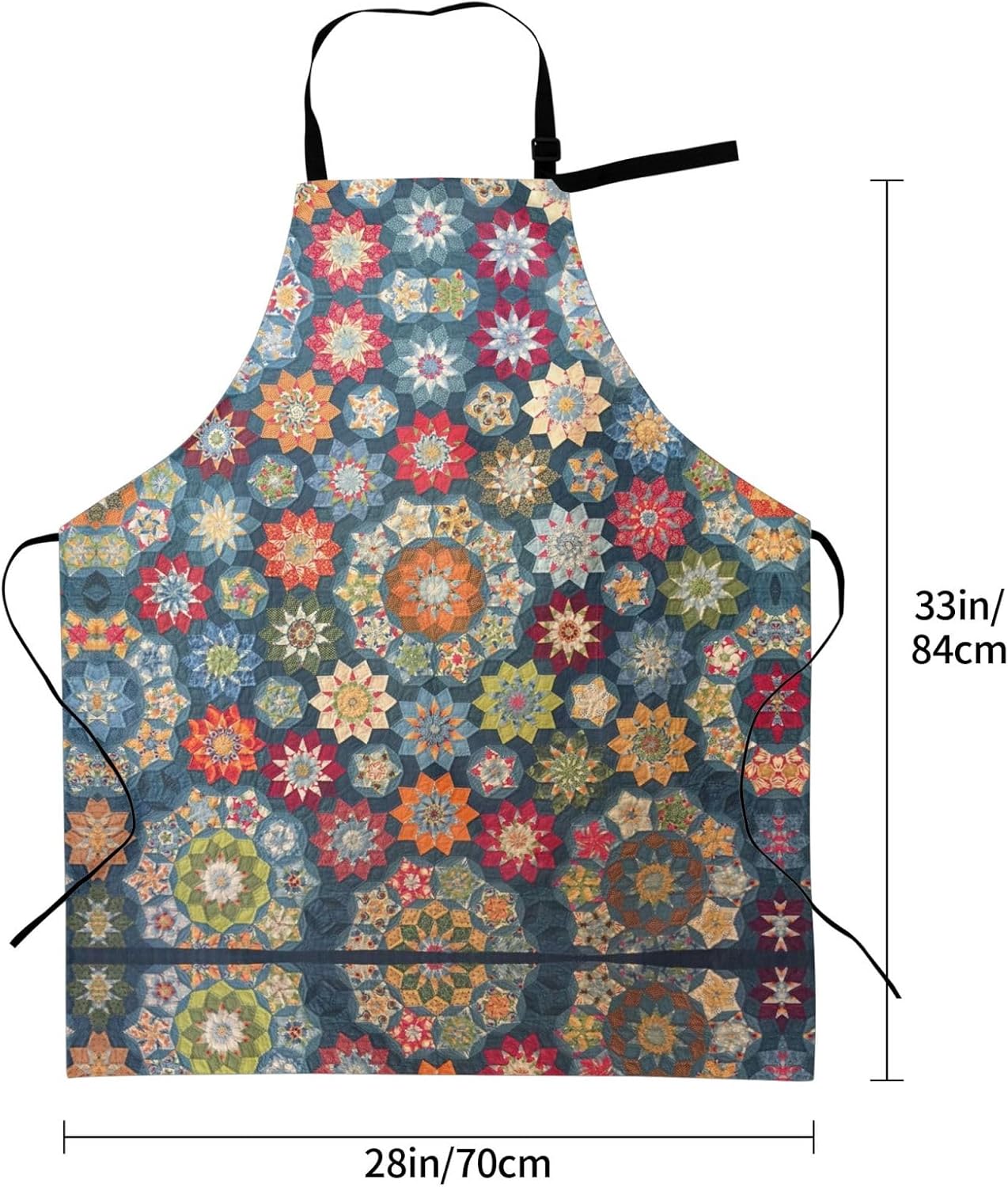 Bohemian Flower Print 28x33 In Adult Kitchen Apron with Pockets Versatile Chef Smock for Cooking Baking