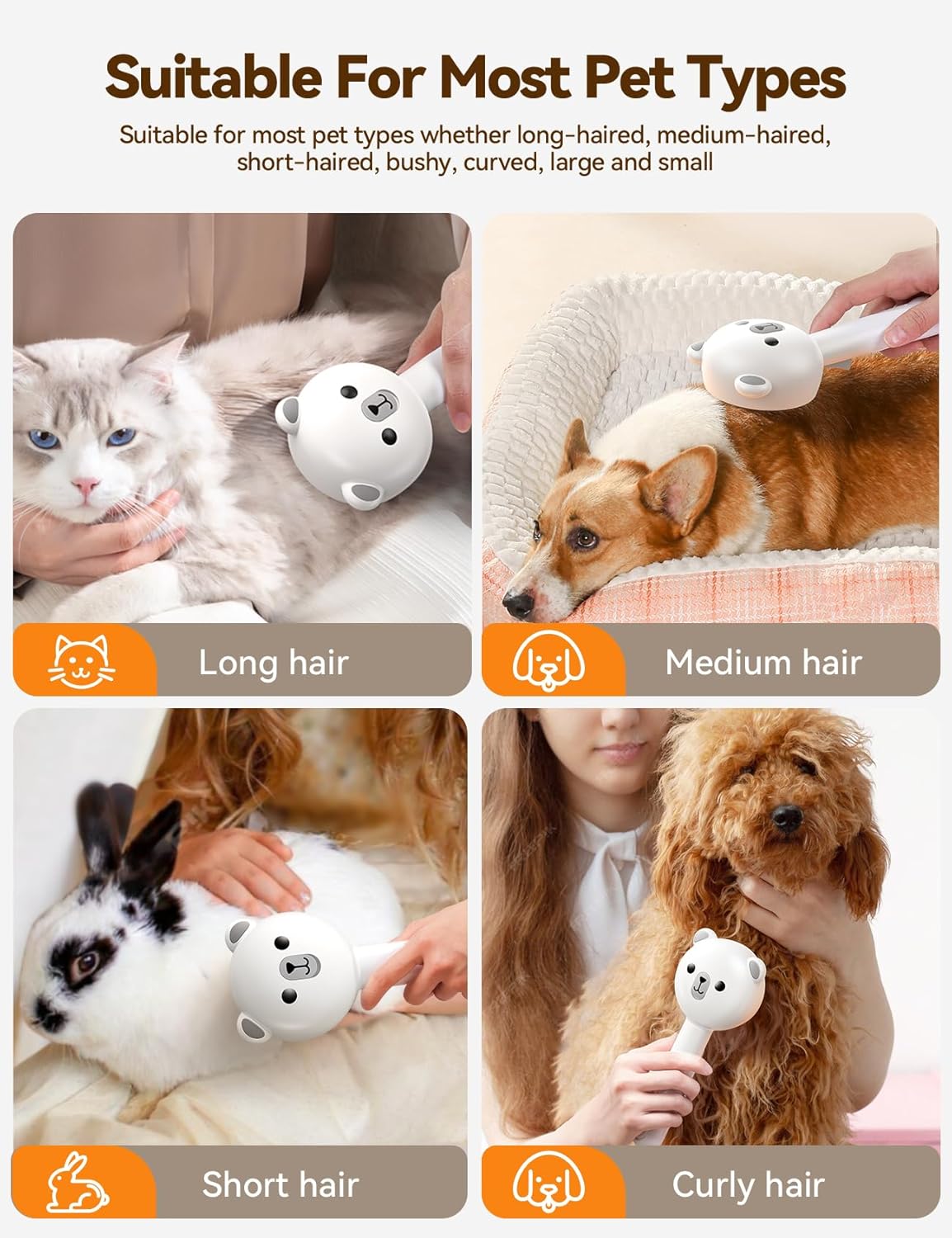 FEELNEEDY Cat Steam Brush, Brushes for Indoor Cats with Release Button