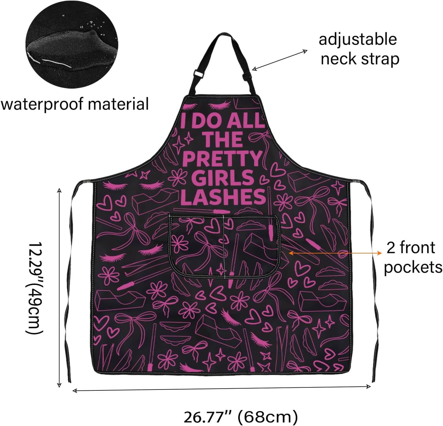 WCGXKO I Do All the Pretty Girls Lashes Kitchen Apron Lash Tech Gift Eyelashes Artist Gift Beauty Lashes Gift