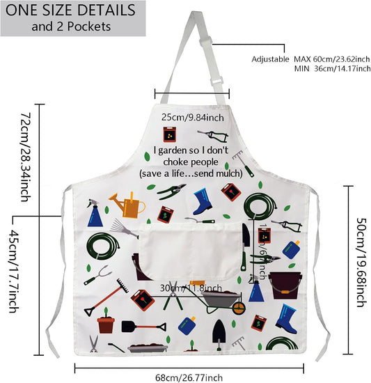 MBMSO Gardener Apron I Garden So I Don't Choke People Save a Life Send Mulch Funny Gardening Aprons with Pockets Waterproof