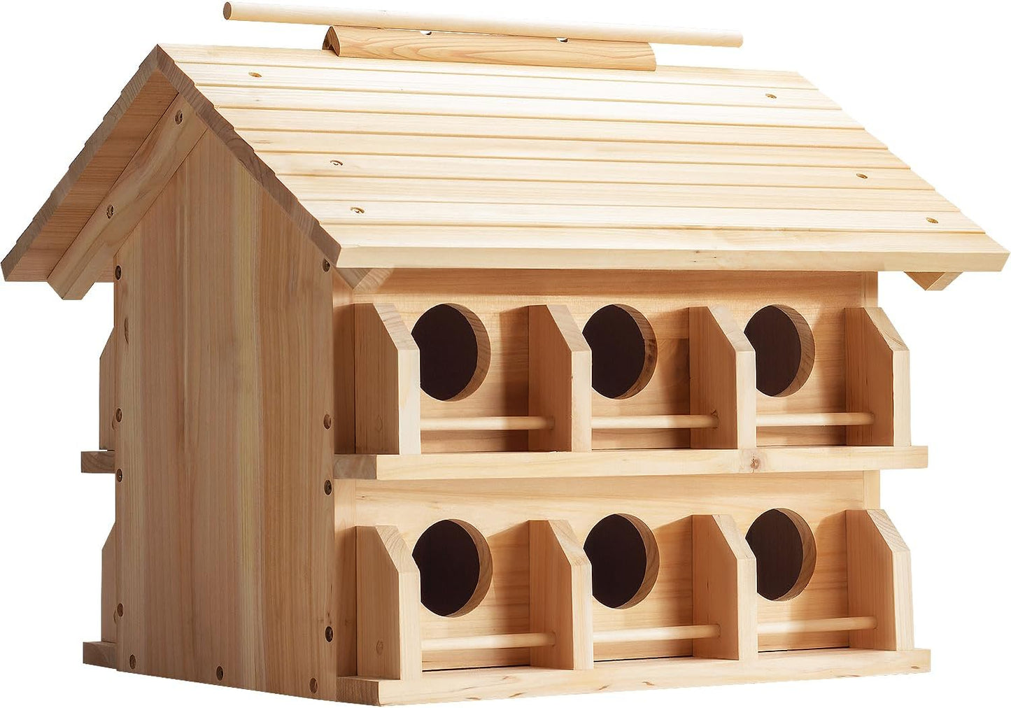 Purple Martin House Starling Birdhouse for Outside with 12 Rooms for Outside,Solid Cedar Wood Bird House for Garden, Pole Mountable Birdhouse, Metal Braket Included, Assembling Needed