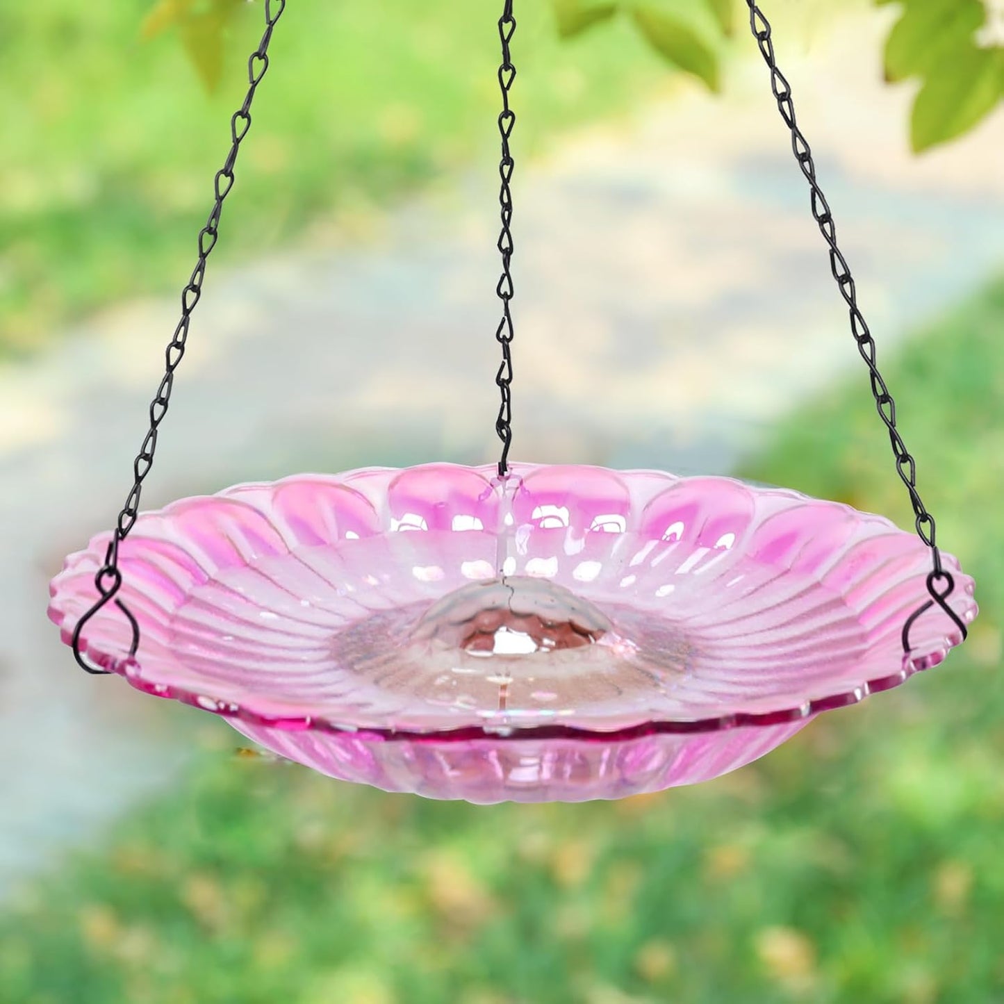 MUMTOP Hanging Bird Bath-Bird Baths for Outdoors - 12 Inch Glass Bird 