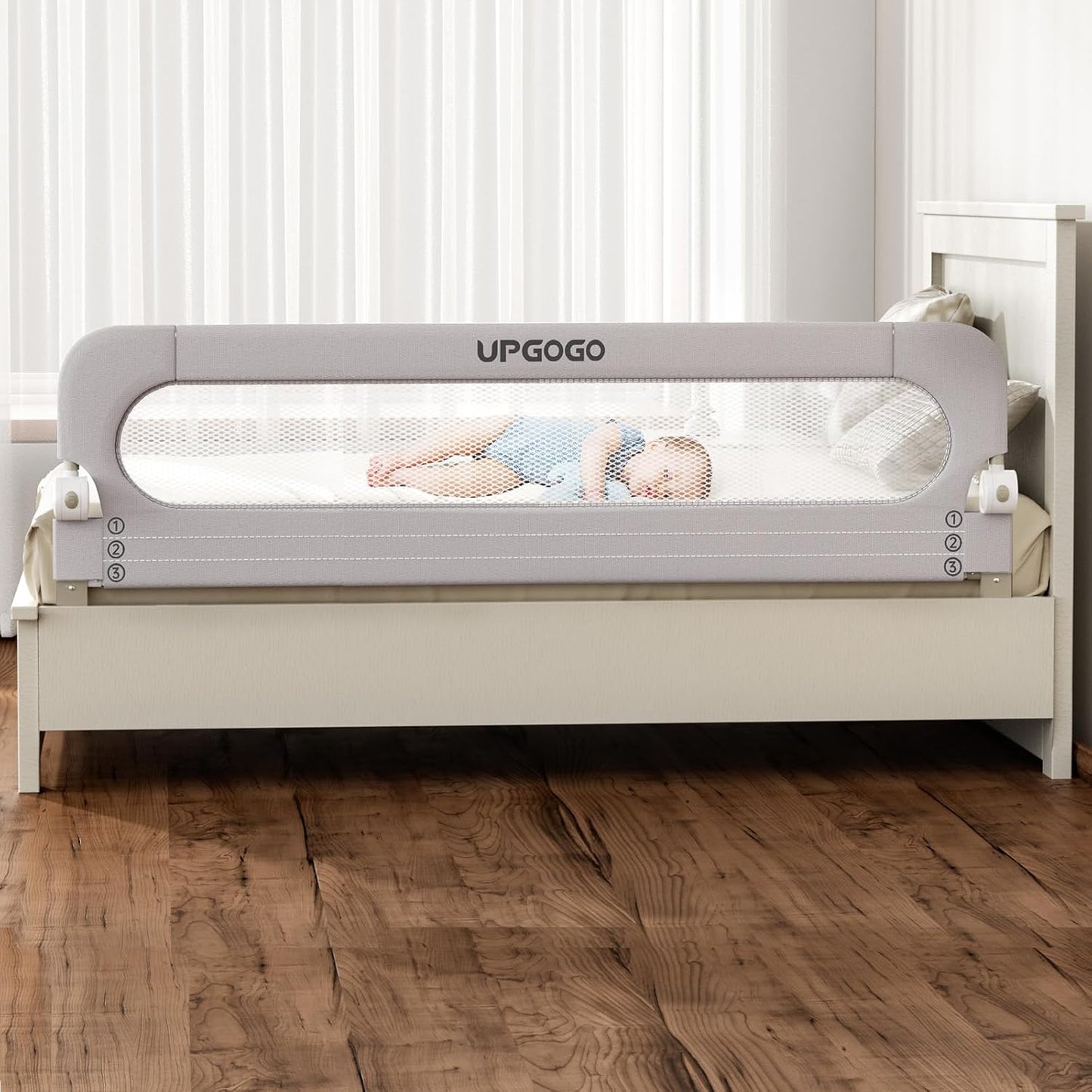 Folding Bed Rail for Toddlers,Baby Bed Rail Guard with Reinforced Anch