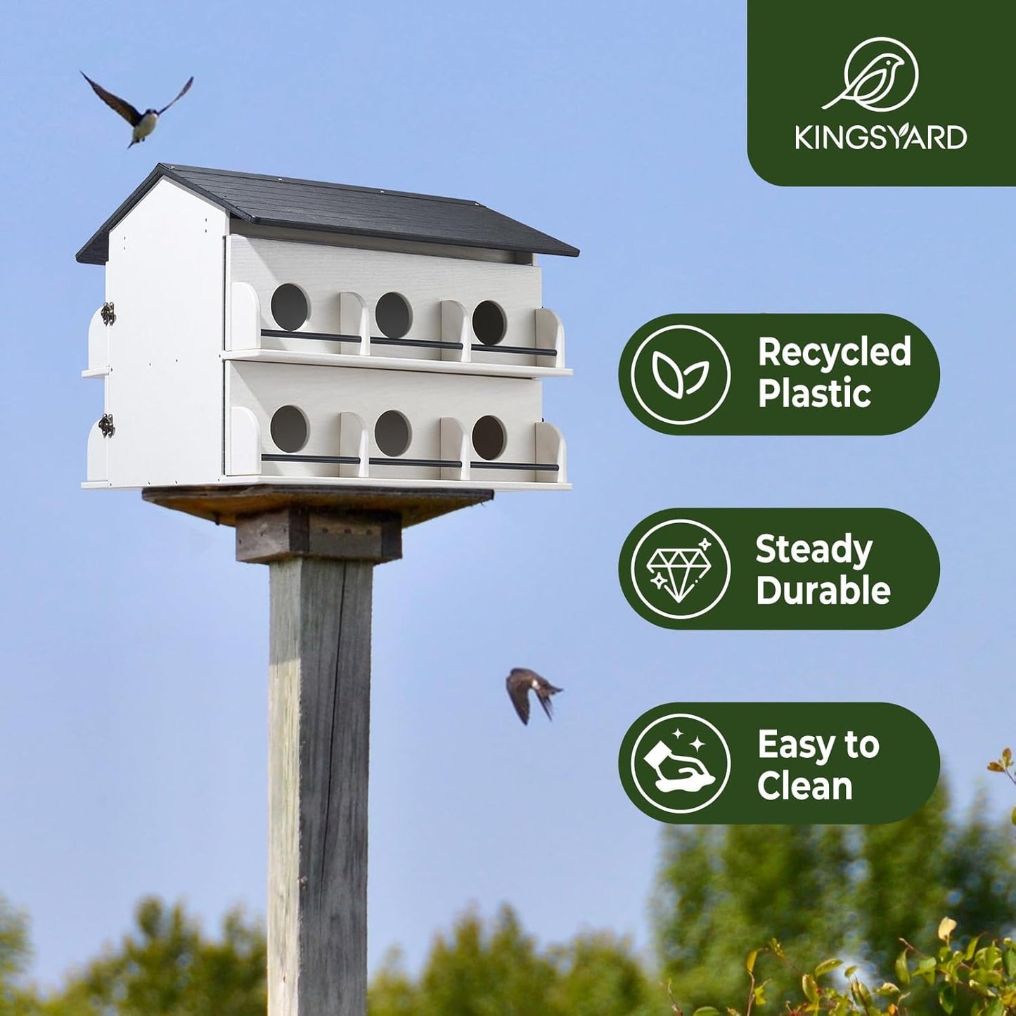 Kingsyard Recycled Plastic Purple Martin House - Pre-Assembled Bird Ho