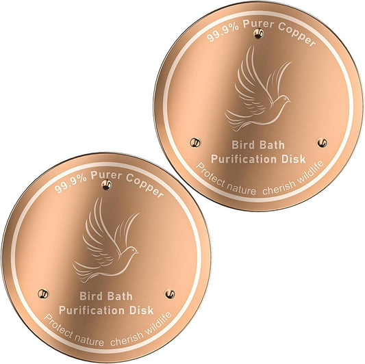Birdbath Copper Plate Water Purifier,with Stable 3-Point Support,Stable and Safe,Natural Clean Water Purifier,Universal Outdoor Birdbaths(2 Pack)