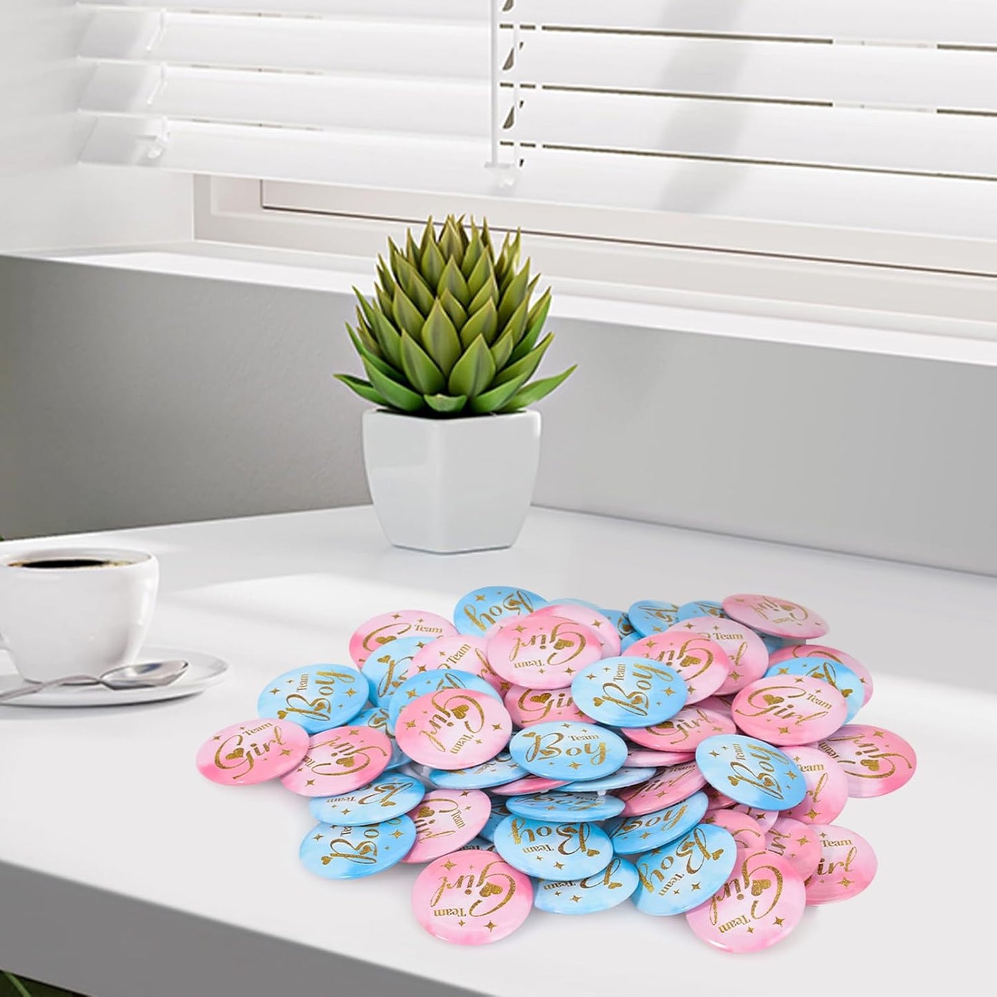 Gender Reveal Pins 60Pcs 4.4cm - Team Boy or Girl Gender Reveal Button Pins Party Favors Games Decorations Ideas Party-1.75 Inch