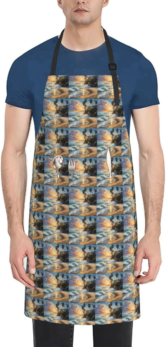 YANYU Palm Tree Print 28x33 In Kitchen Apron Stylish Chef Apron with Pockets for Cooking Baking Painting