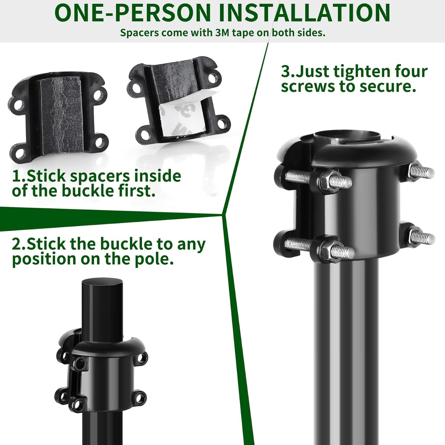 2 Pack Squirrel Baffle Buckle, Bird Feeder Pole Accessories for Bird Houses Cone Guard, Pole Mounted Holder Stopper Outdoor, Bracket for Large Raccoons Deflector, Rust Chew Proof, Heavy Duty ABS