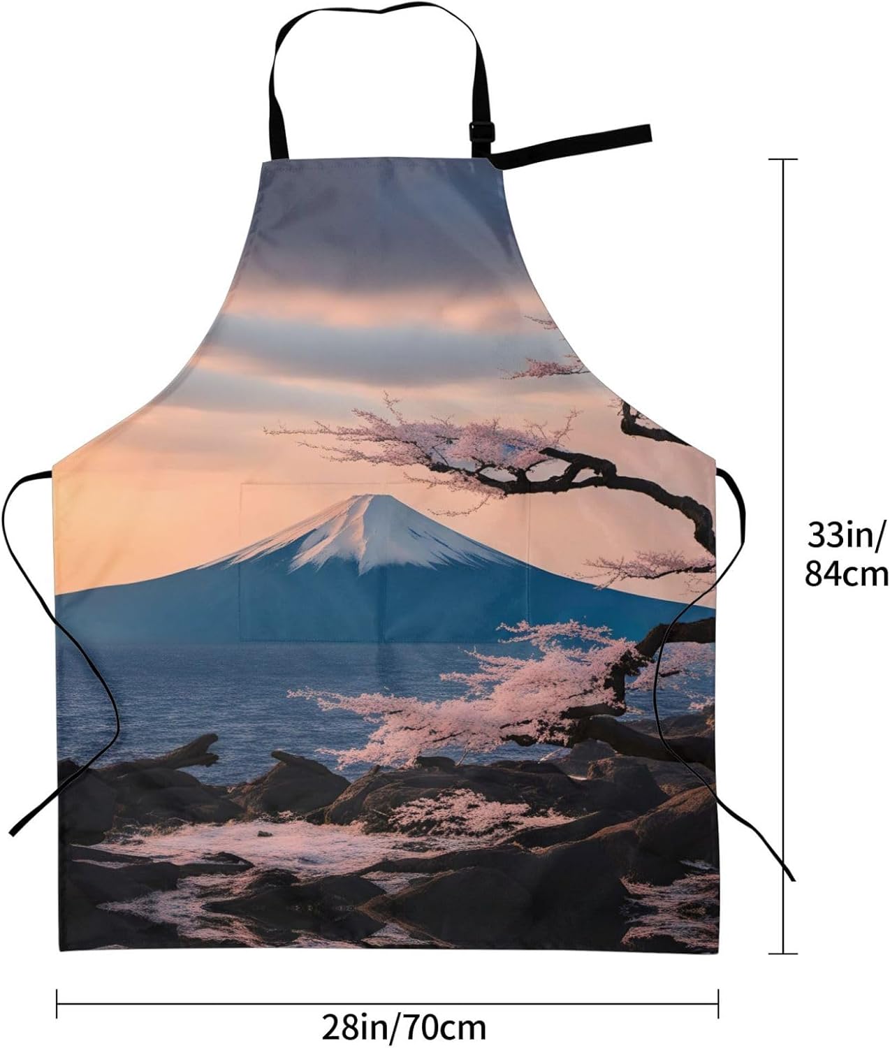 Japan Mount Fuji Landscape print Waterproof chef's apron with pocket apron for kitchen cooking baking barbecue and gardening