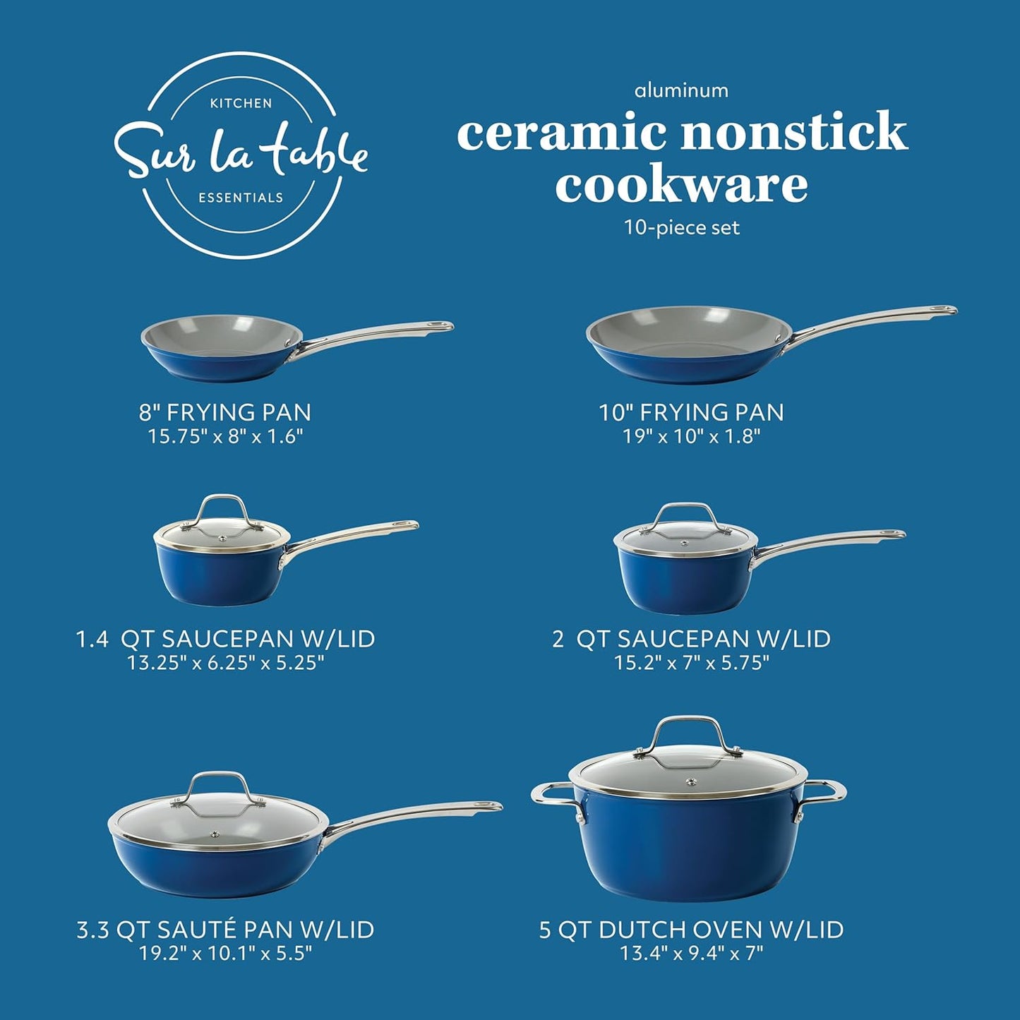 Sur La Table Kitchen Essentials 10 Piece PFA Free Titanium Ceramic Non