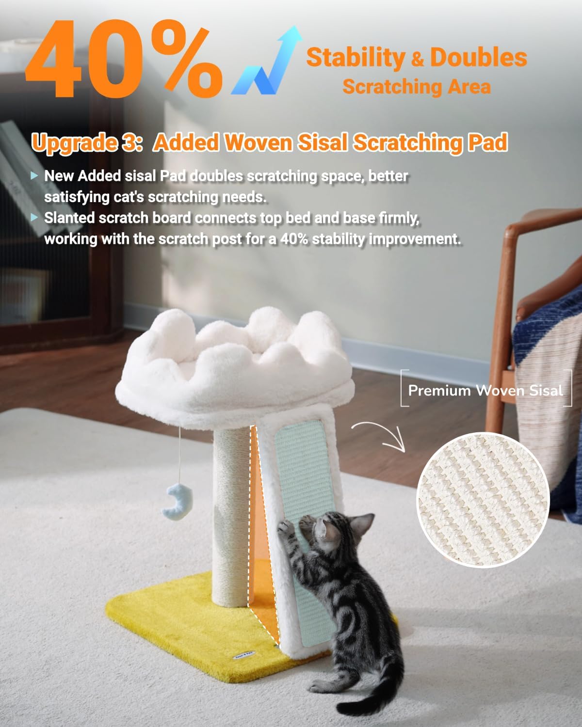 Happi N Pets New Cloud Cat Tree Tower, Cat Scratching Post with Bed, S