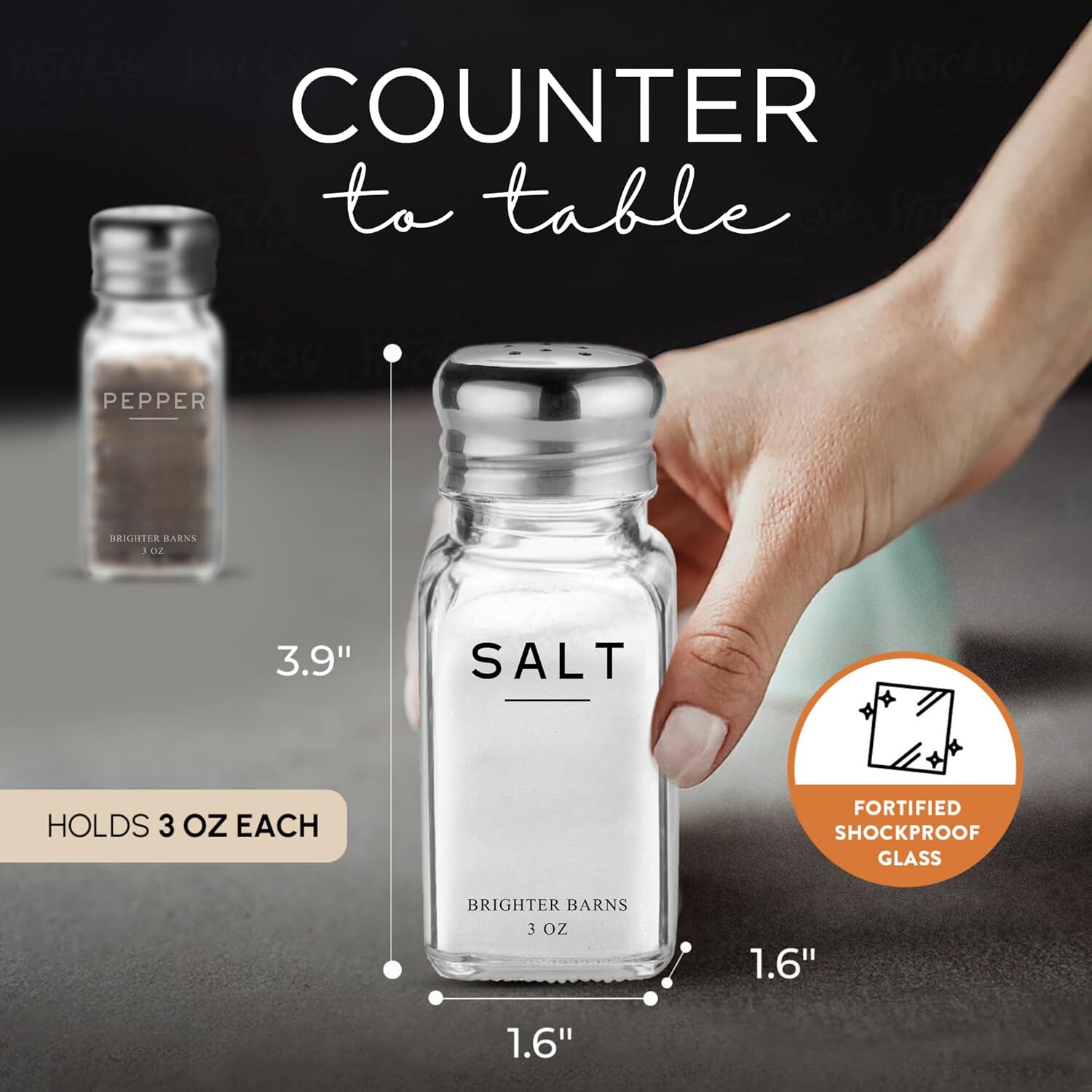 Glass Salt and Pepper Shakers Set by Brighter Barns - Modern Kitchen D
