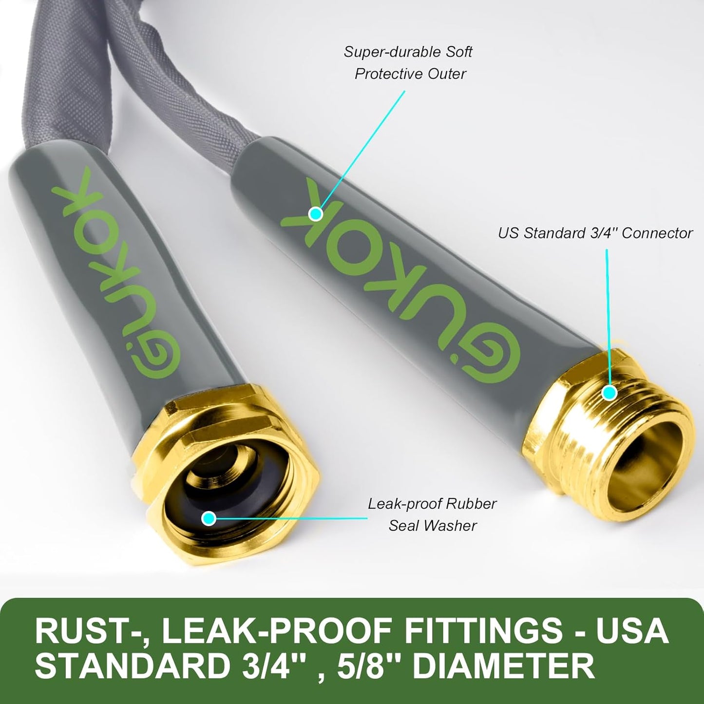 2025 Upgraded 50FT Non-Expanding Garden Hose, Ultra-Light & Flexible W
