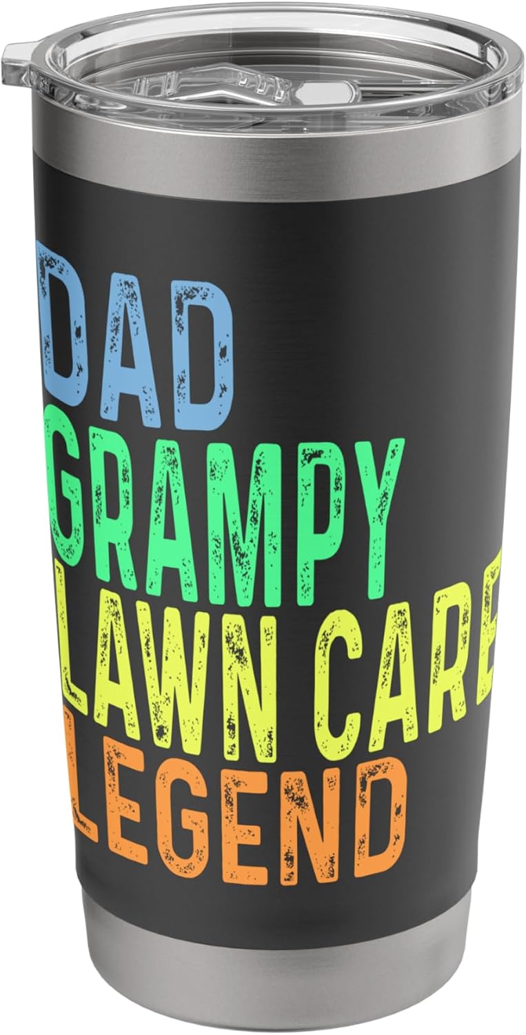 Funny Dad Grampy Lawn Care Legend Grass Mowing Lawn Mower Stainless Steel Insulated Tumbler