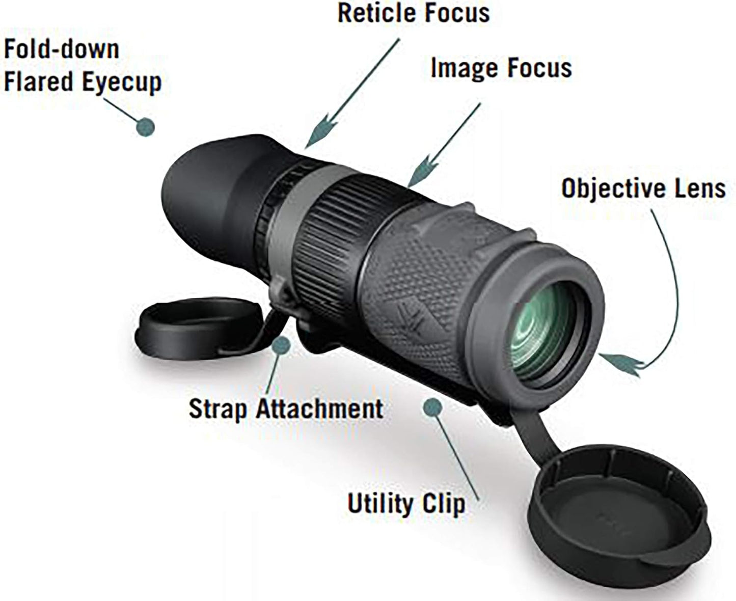 Vortex Optics Recce Pro HD 8x32 Monocular - HD Optical System, MRAD Reticle, Utility Clip, Adjustable Eyecup, Rubber Armor, Non-Slip Grip, Fogproof, Waterproof - Unlimited, Unconditional Warranty