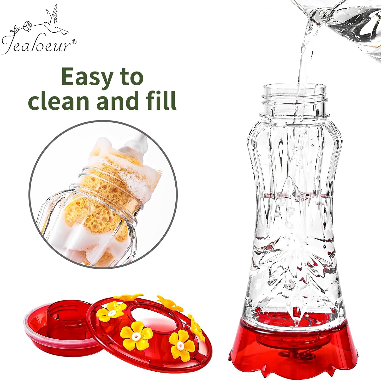 2 Pack Hummingbird Feeder for Outdoors Hanging, 18 OZ Humming Birds Fe
