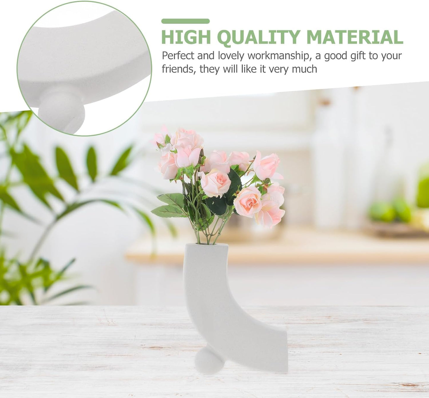 PRETYZOOM Creative Ceramic Flower Vase Geometric Trapezoid Art Pot Home Adornment Decorative Planter for Living Room Table and Office Display