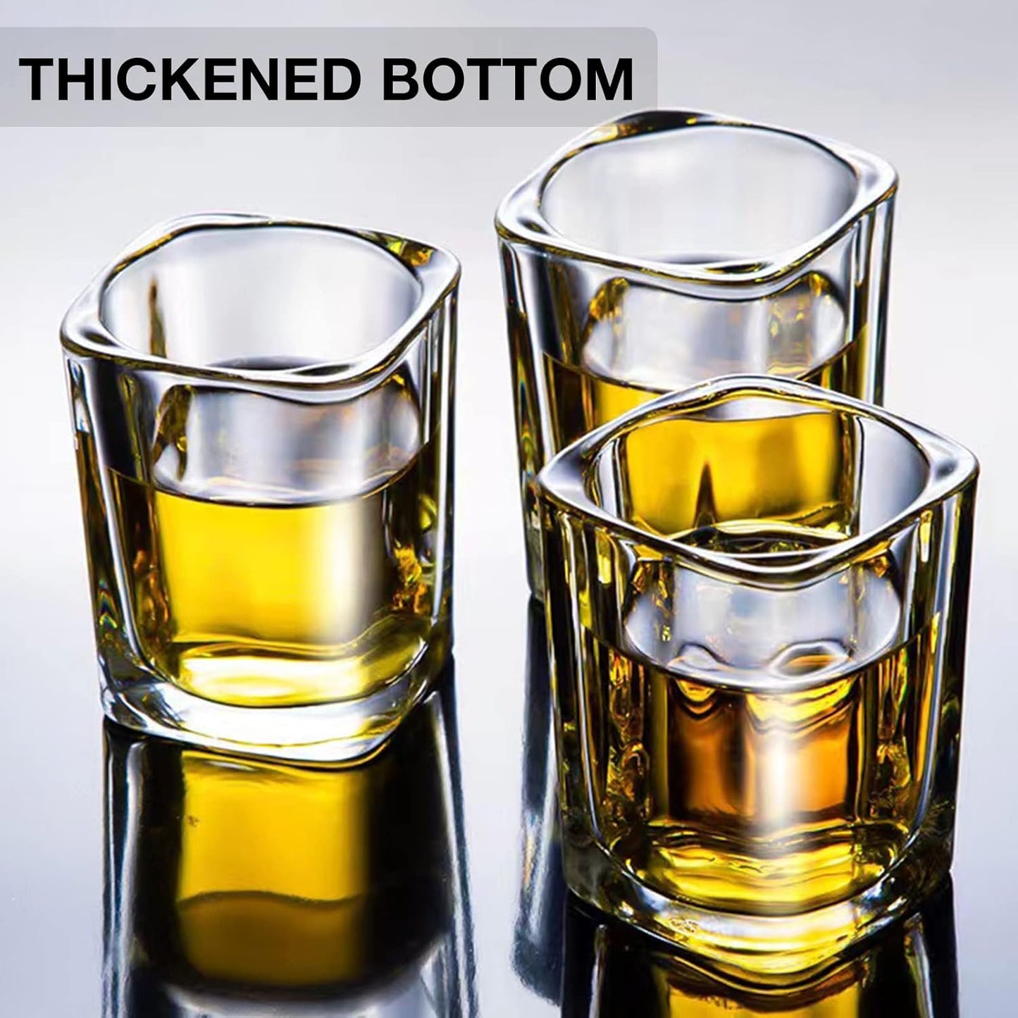 6 Pack Heavy Base Shot Glasses Set, 2.2 oz Clear Tequila Square Shot Glass Bulk, Espresso Shot Glass for Vodka, Whiskey, Tequila, Espressos, Spirits & Liquors
