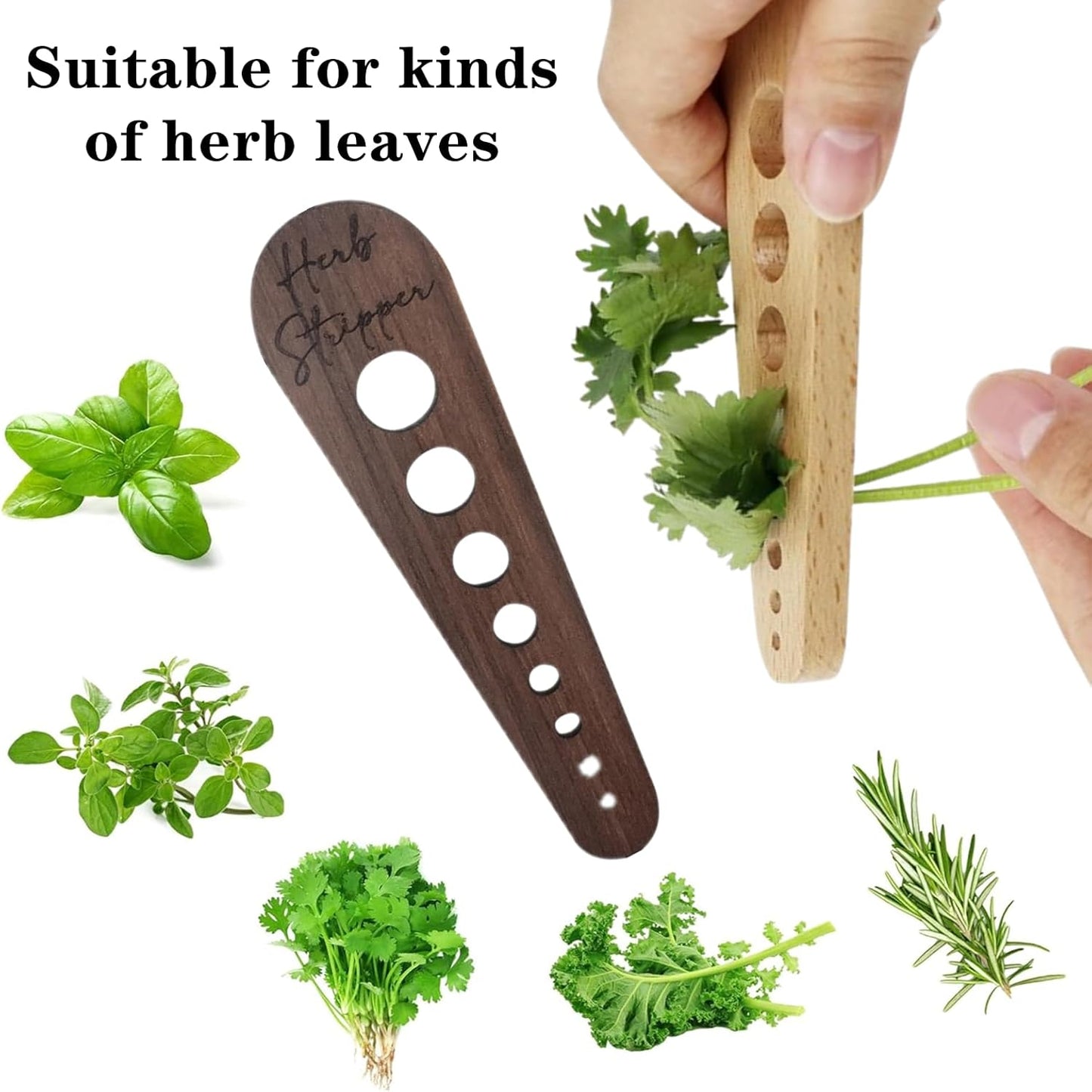2 Pcs Herb Stripper Tool Professional Wooden Leaf Stripper Tool for Ho