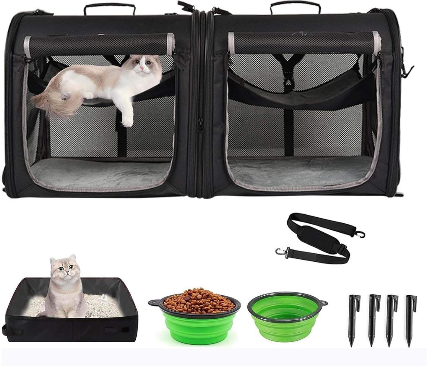 Portable 2-in-1 Pet Carrier for Medium Dogs Large Cat Carrier for 2 Ca