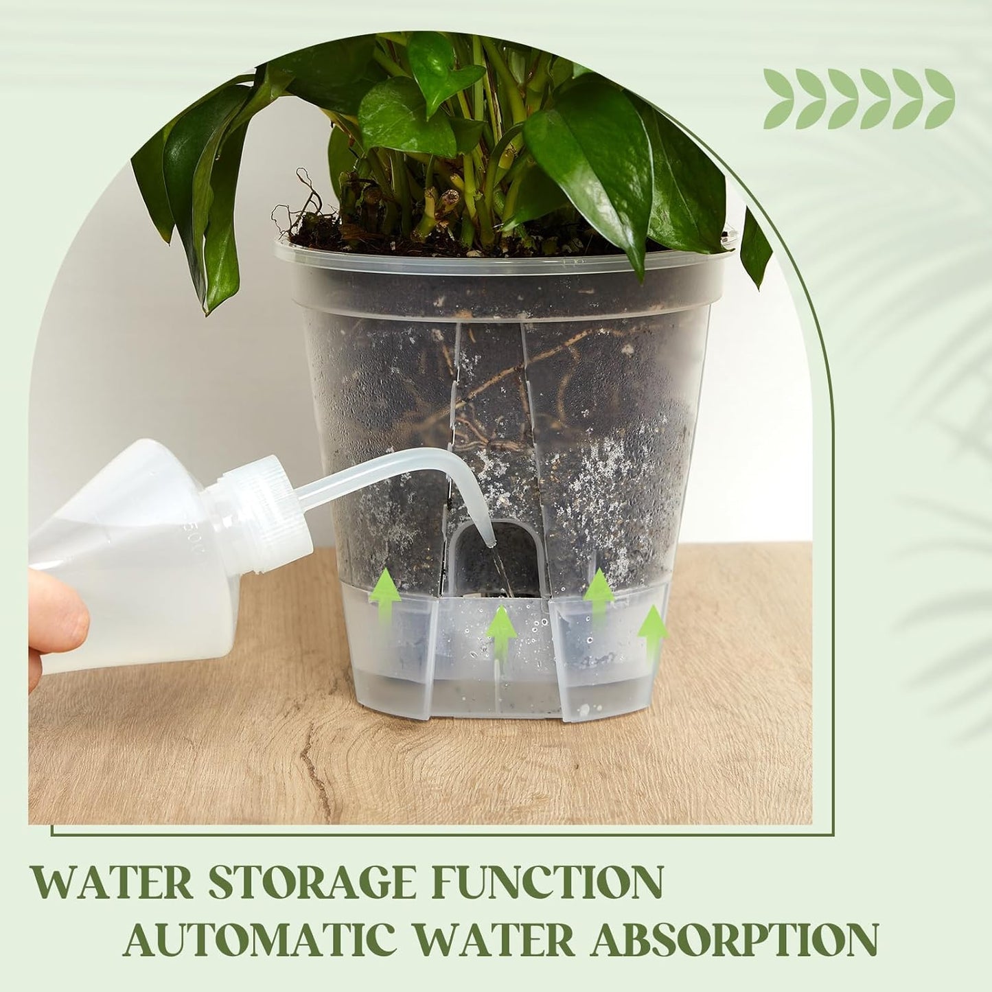 Self Watering Pots for Indoor Plants with Deep Reservoir and High Drai