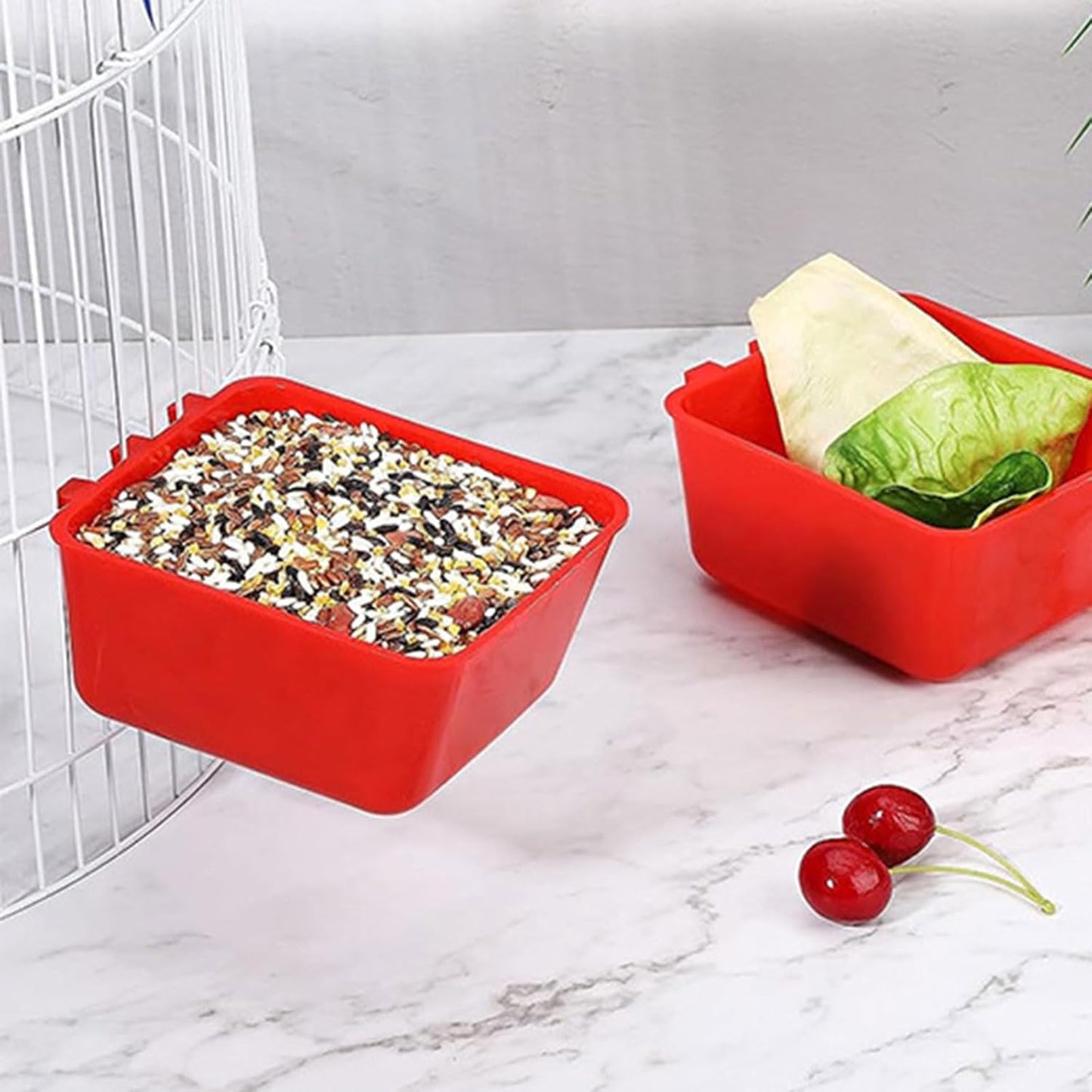 Pack of 5 Bird Feeders Food Cups for Poultry and Birds Pet Supplies Chicken Feeder Feeding Equipment Cage Bird Feeders for Small Birds, Square