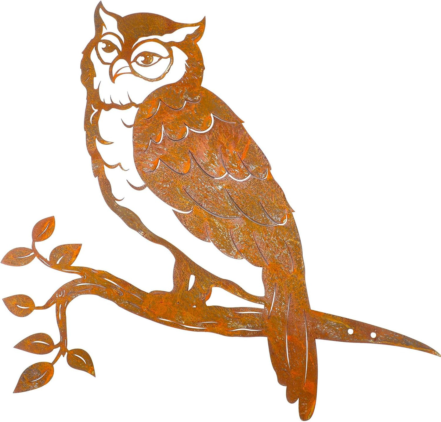 Rustic Copper Metal Owl Statue Outdoor Garden Decor Weather Resistant Rusty Metal Wall Art for Patio Lawn and Backyard Sculpture Gift