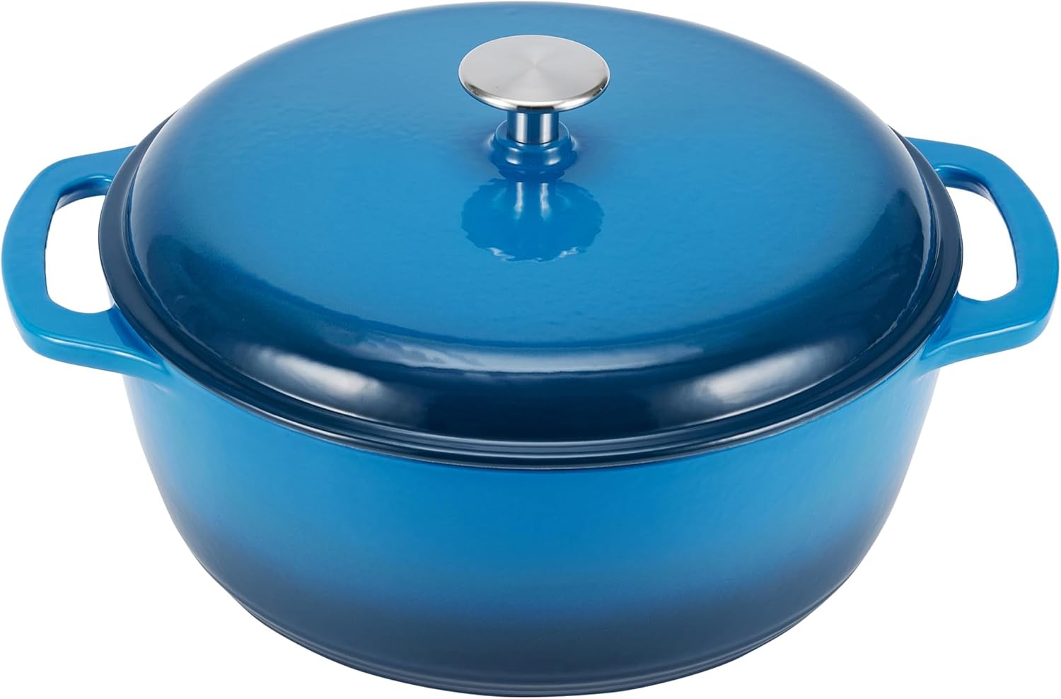 Amazon Basics Enameled Cast Iron Dutch Oven Pot with Lid, Round, Dual 