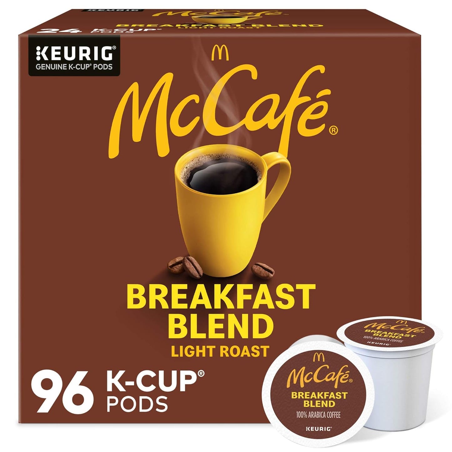 McCafe Breakfast Blend Coffee, Keurig Single Serve Keurig K-Cup Pods, Light Roast, 96 Count (4 Packs of 24)