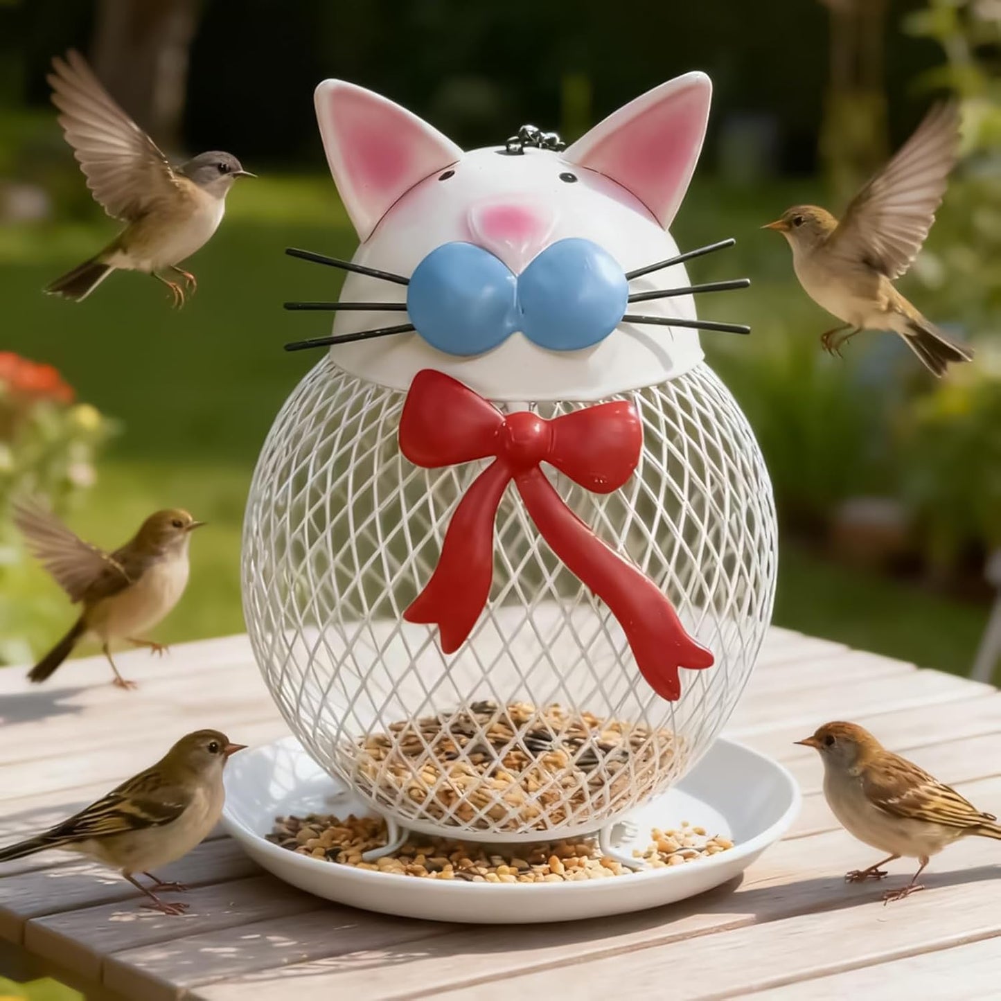 Wild Bird Feeders - Squirrel Proof Cat Shape Feeding Station - Outdoor Finch Feeder,for Finch Garden Backyard Balcony Porch Patio Yard Outside