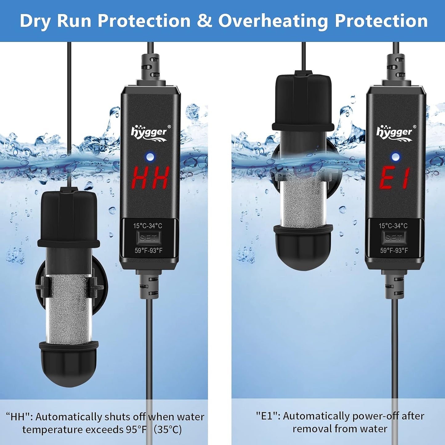 hygger Small Aquarium Betta Heater, Submersible Fish Tank Heater 10W/2
