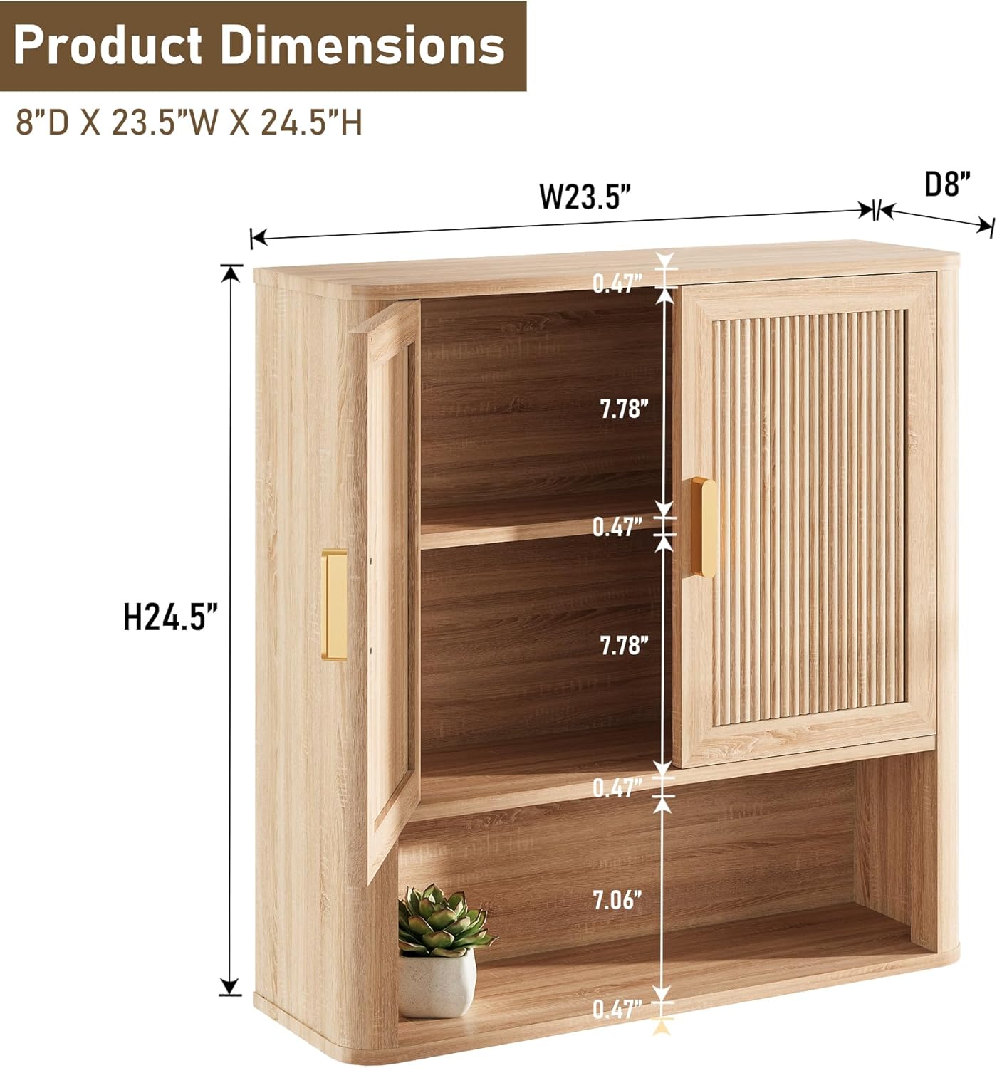 Bathroom Wall Storage Cabinet, Medicine Cabinet with Adjustable Wood S