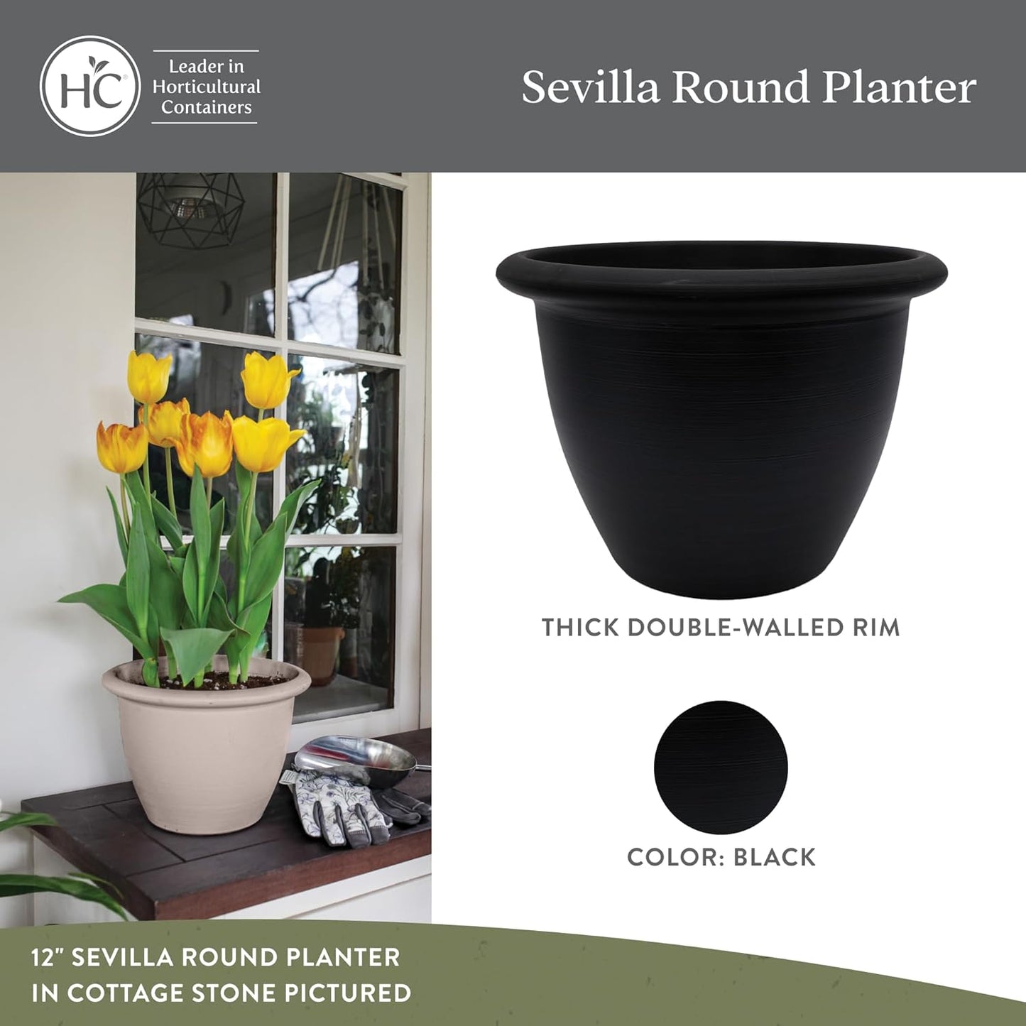 The HC Companies Sevilla Flower Planters - Durable Outdoor & Indoor Pl