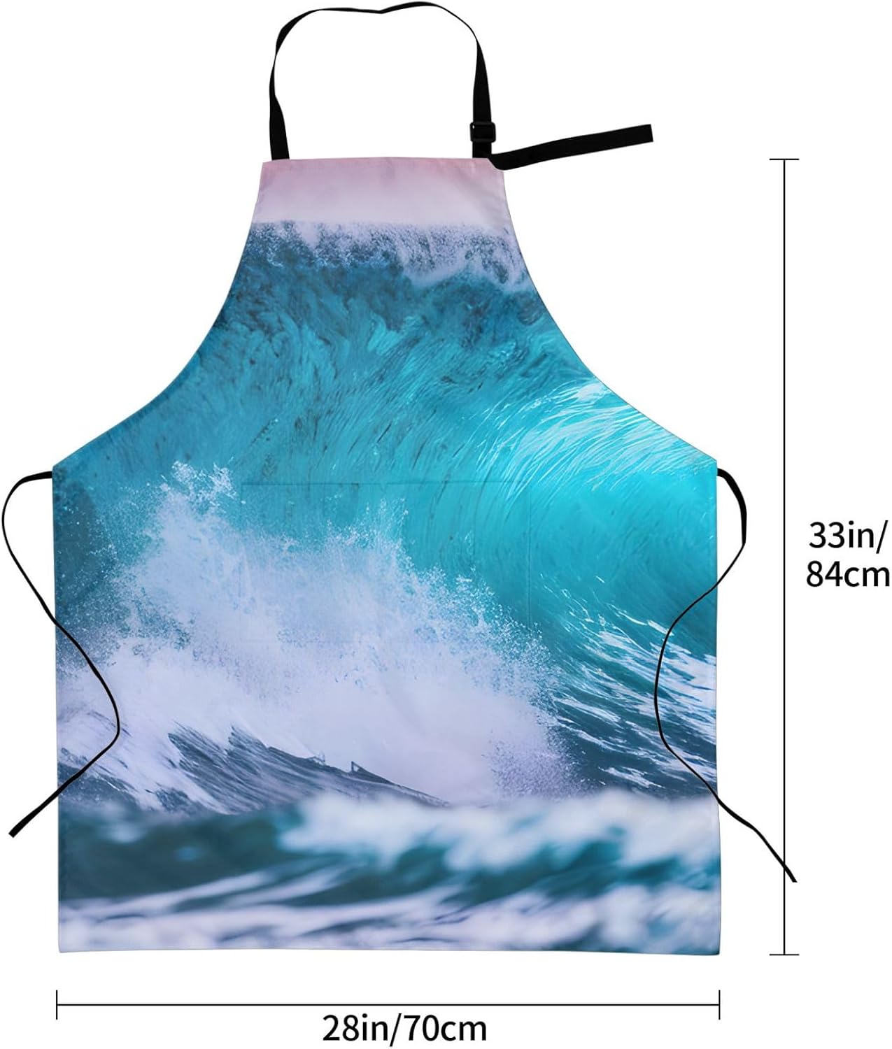 YANYU Blue Ocean Wave Print 28x33 In Kitchen Apron Stylish Chef Apron 