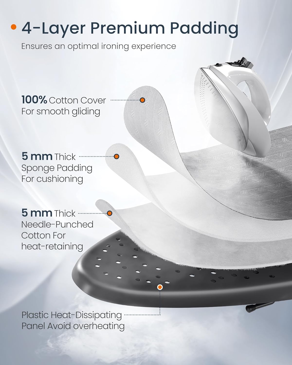 SONGMICS Ironing Board, Foldable Iron Board, Height Adjustable up to 3