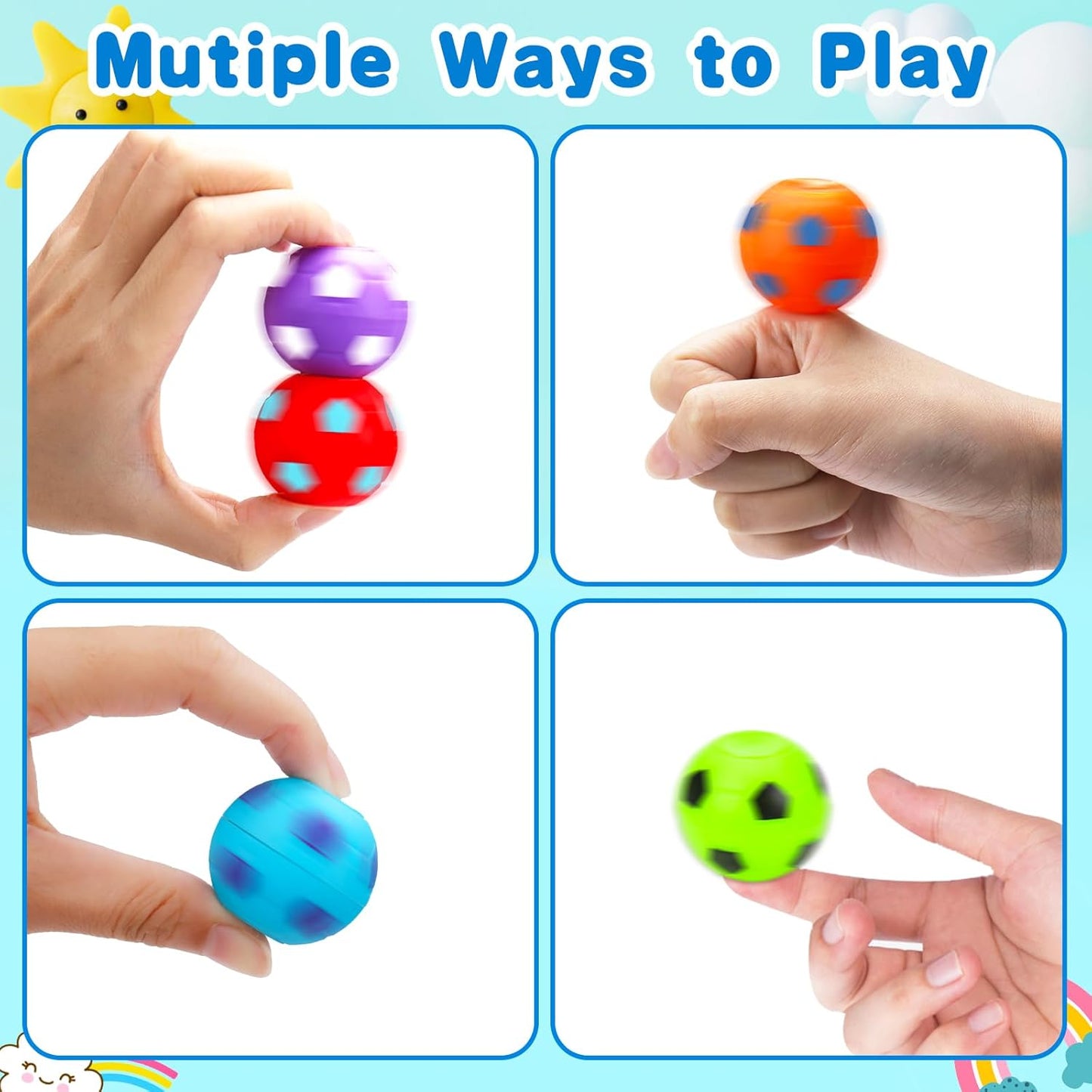 32PCS Fidget Spinner Soccer Balls Sports Party Favors Bulk for Kids 4-8 8-12 Easter Egg Fillers Birthday Goodie Treat Bag Stuffers Classroom Treasure Toys Carnival Prizes Pinata Return Gifts
