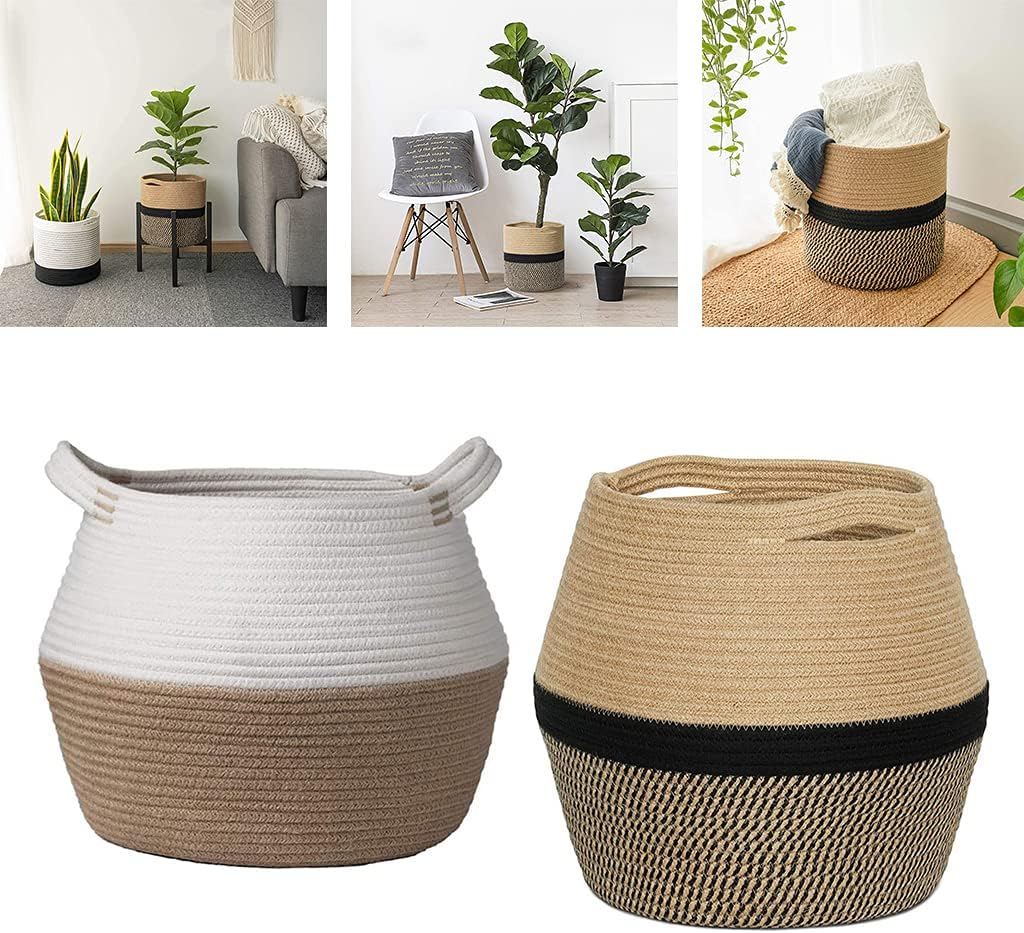 Cotton Rope Basket Woven Plant Basket Wicker Basket Storage for Indoor