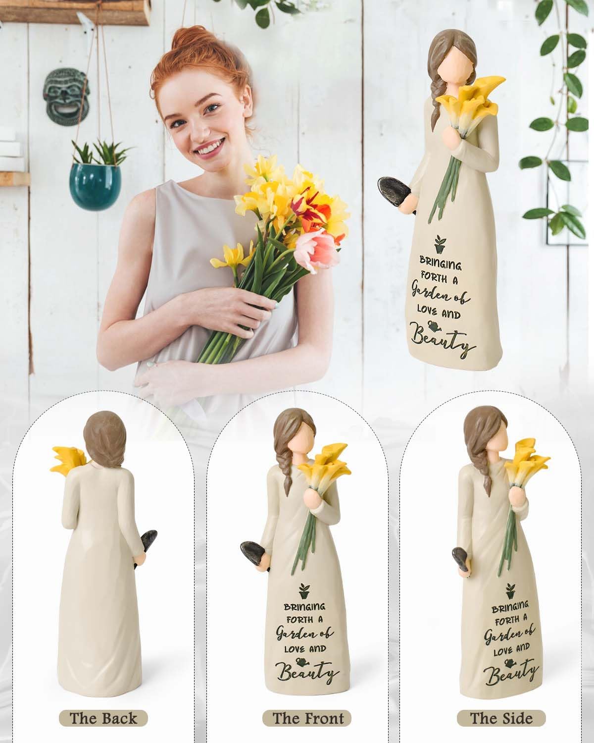 Gardening Gifts for Women, Garden Gifts for Mom, Sisters, Friends, Calla Lily Gift for Gardeners, New Home Gift Ideas, Unique Sculpted Hand-Painted Figurine