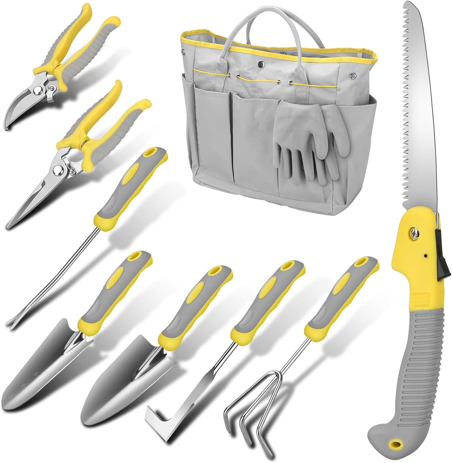 Blumway Garden Tool Sets, 10 Piece Heavy Duty Gardening Tool Set, Stai