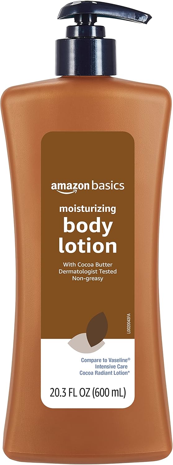 Amazon Basics Moisturizing Cocoa Butter Body Lotion for Dry Skin, Non-