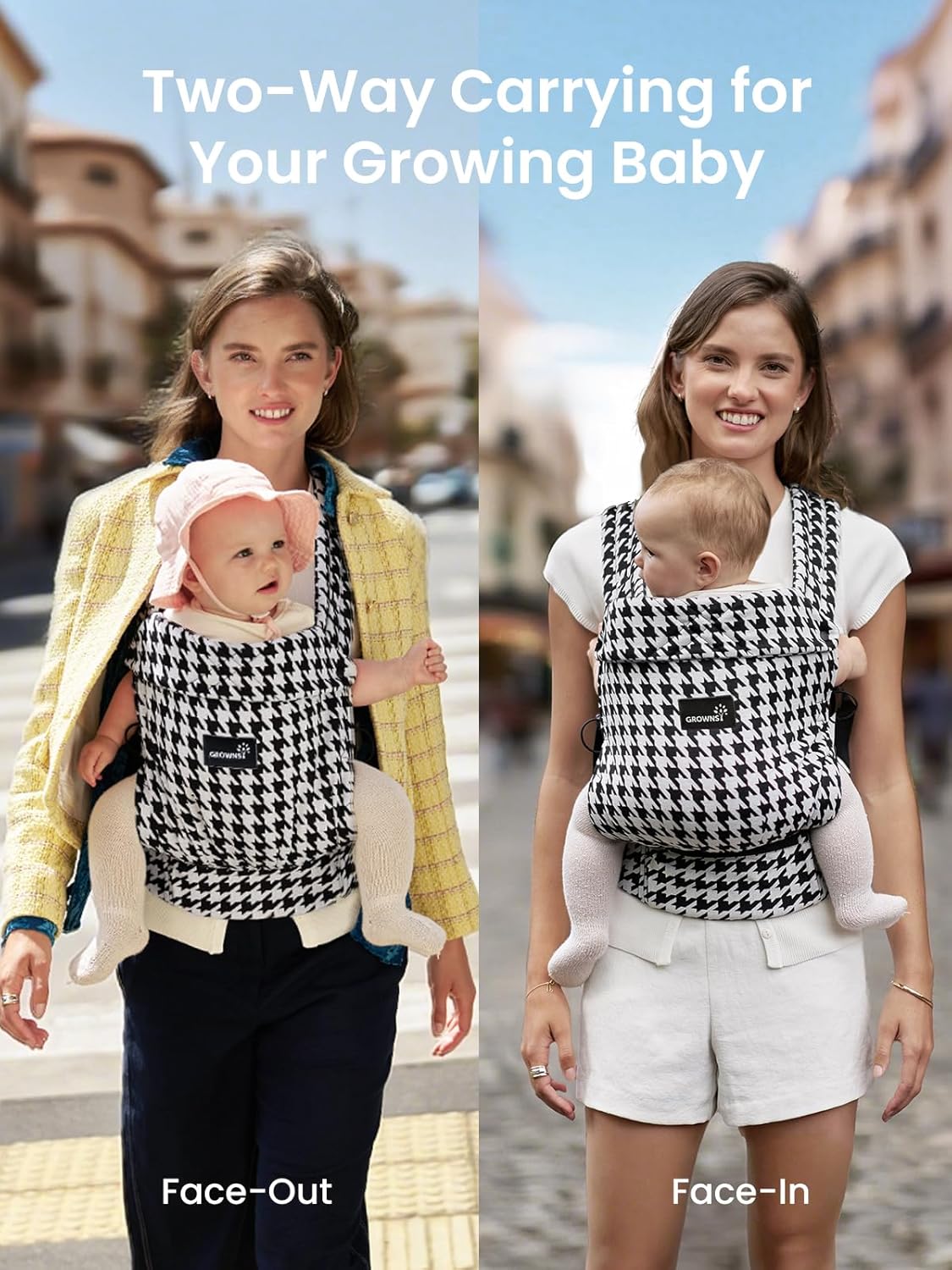 GROWNSY Baby Carrier Newborn to Toddler, Lightweight Ergonomic 7-44 lb