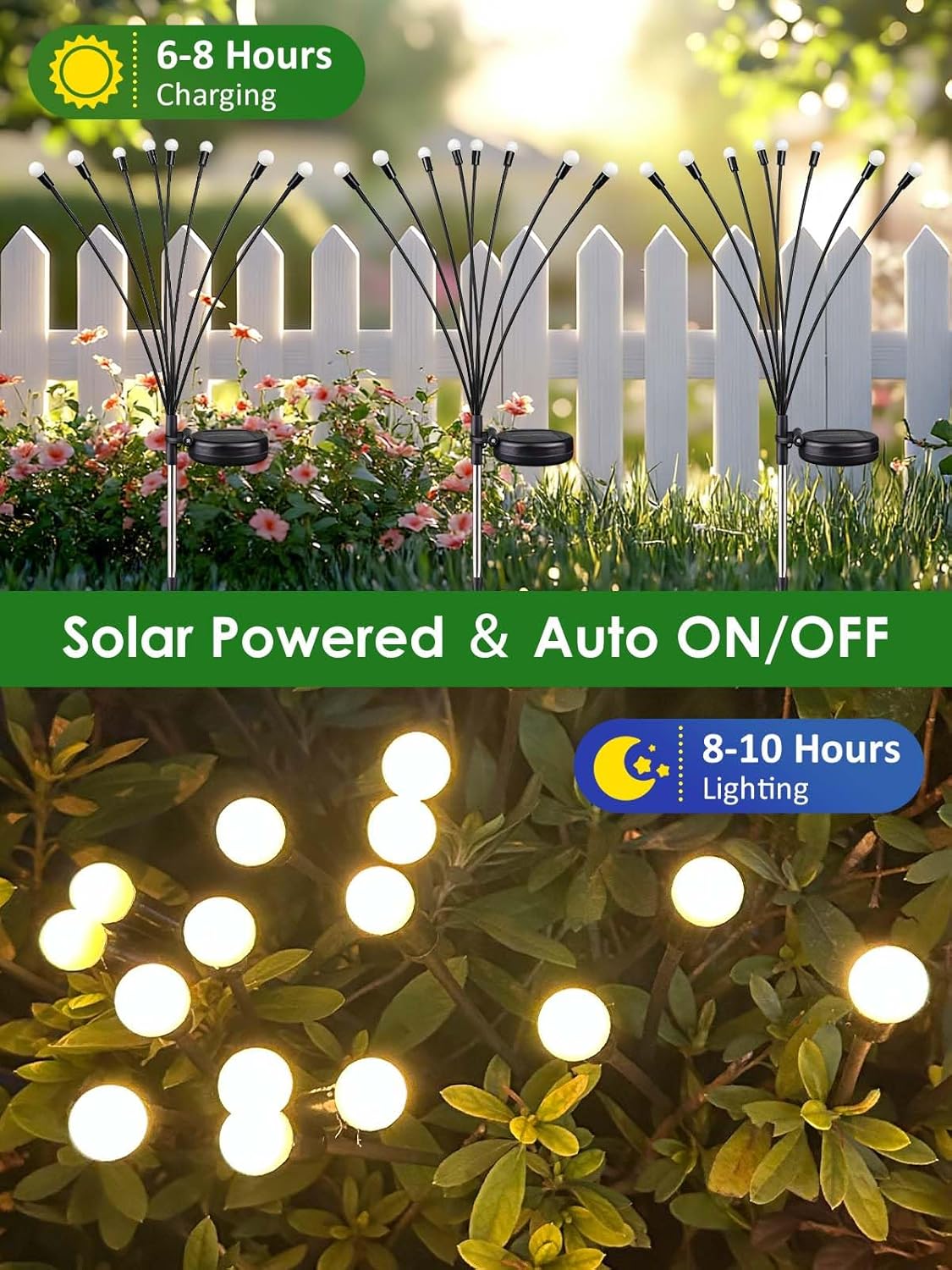 2026 Upgraded Solar Lights Outdoor, 8 Pack Solar Garden Lights with 2 