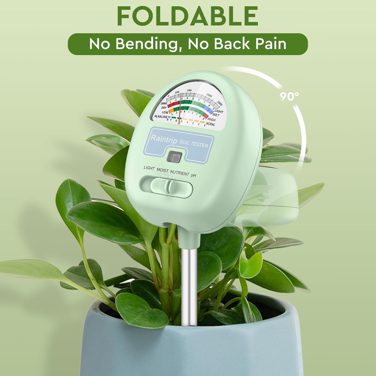 Soil Moisture Meter,4-in-1 Soil Ph Meter, Soil Tester for Moisture, Li