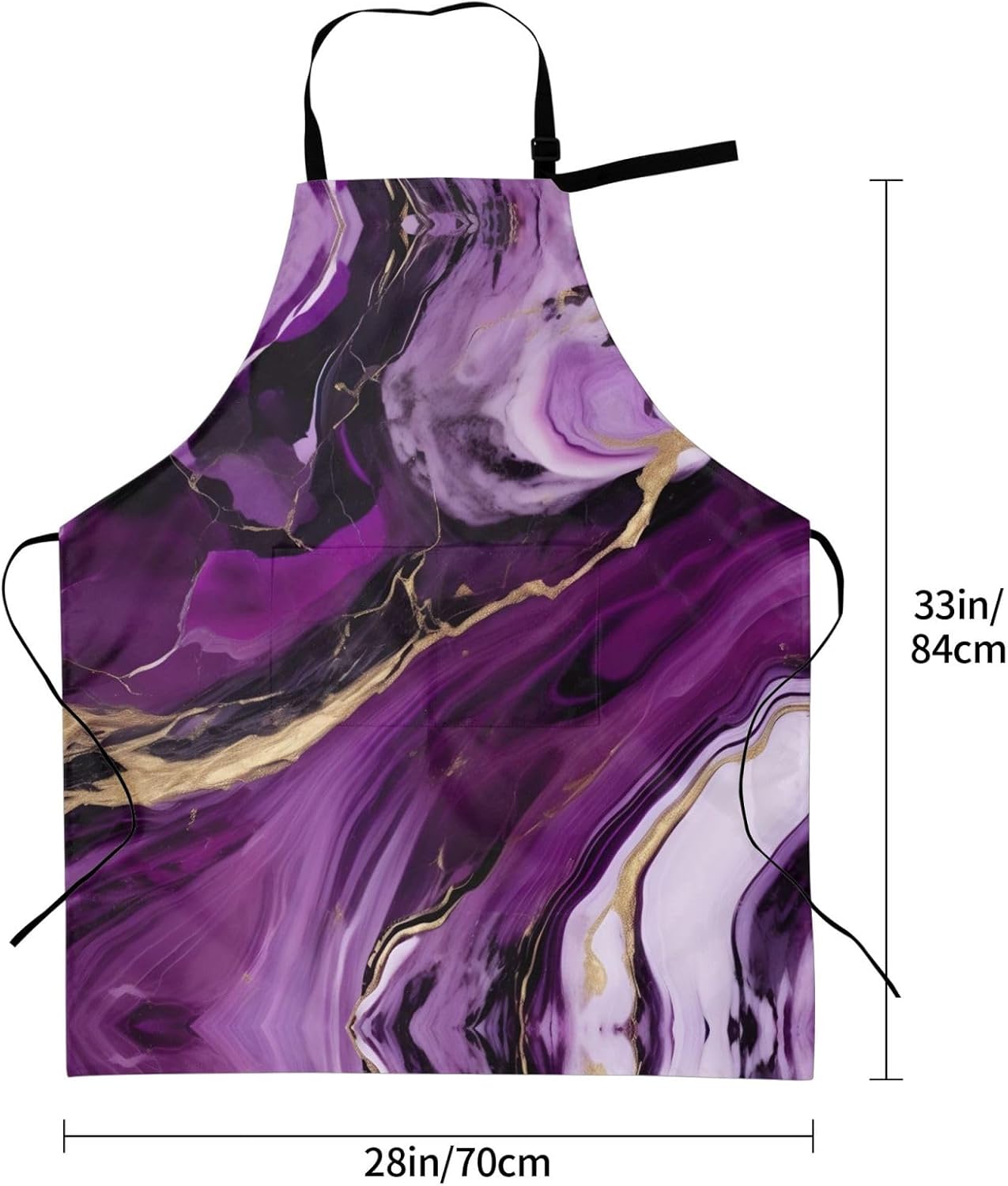Dark purple texture marble 1 print Waterproof chef's apron with pocket apron for kitchen cooking baking barbecue and gardening