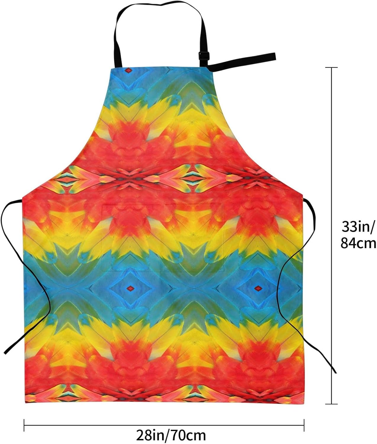 Fantastic Parrot Feather Print 28x33 In Adult Kitchen Apron with Pockets Versatile Chef Smock for Cooking Baking